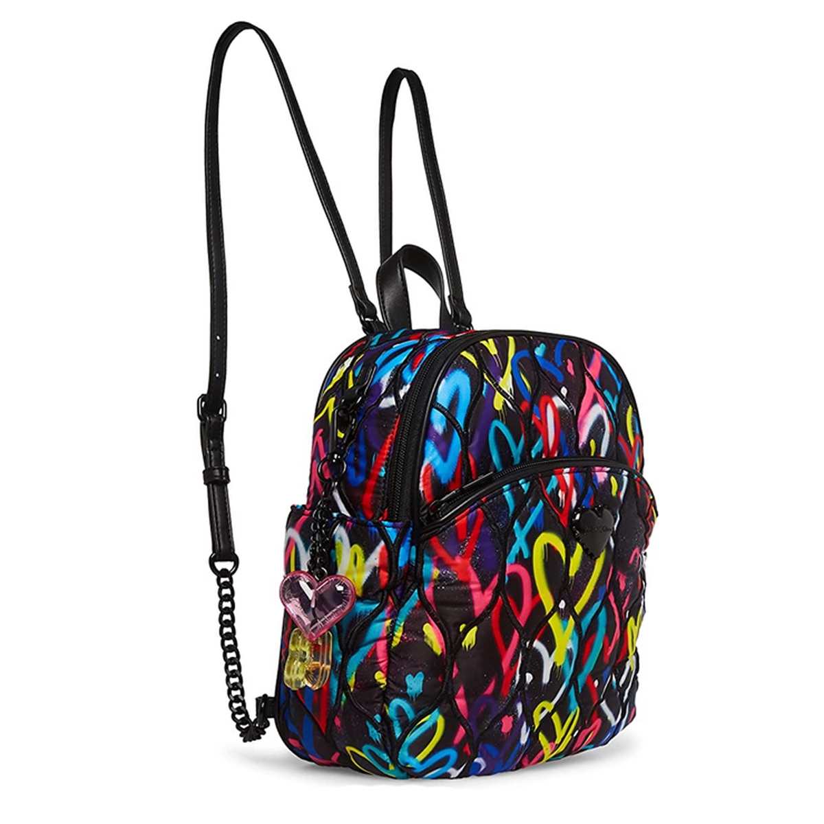 Graffiti Sweetie backpack by Betsey Johnson Multicolor Heart Print Quilted Betsey Johnson Graffiti Hearts Sweetie Crossbody Bag w Phone  main image 3