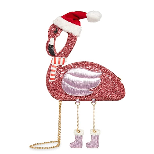 Betsey Johnson Holiday Kitsch Flamingo Santa Crossbody