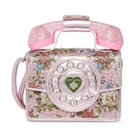 Betsey Johnson Ring Me Phone Crossbody Sparkling Pink Floral