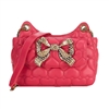 Betsey Johnson Oh She Bows Quilted Vegan Leather Mini Hobo Crossbody Bag