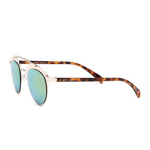 Betsey Johnson Futuristic Flat Brow Bar Sunglasses, Gold display picture 1
