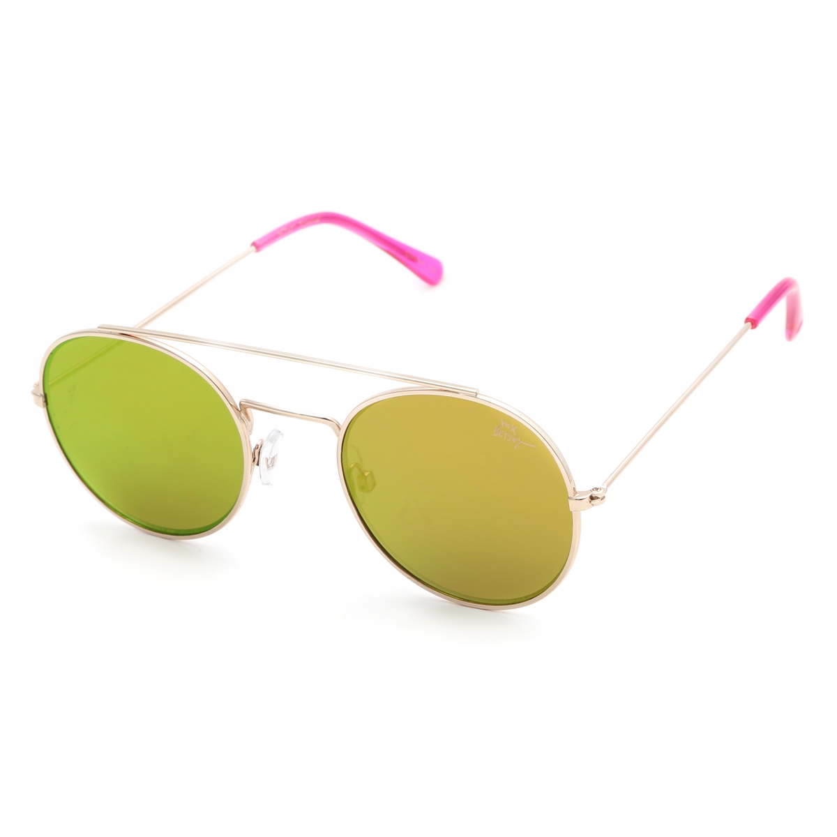 Betsey Johnson Aviator Sunglasses - Pink Mirrored Lenses Betsey Johnson Flat Aviator Sunglasses Yellow Green Coral  main image 3