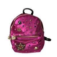 Betsey Johnson Sequin Charms Velvet Mini Backpack, Fushia
