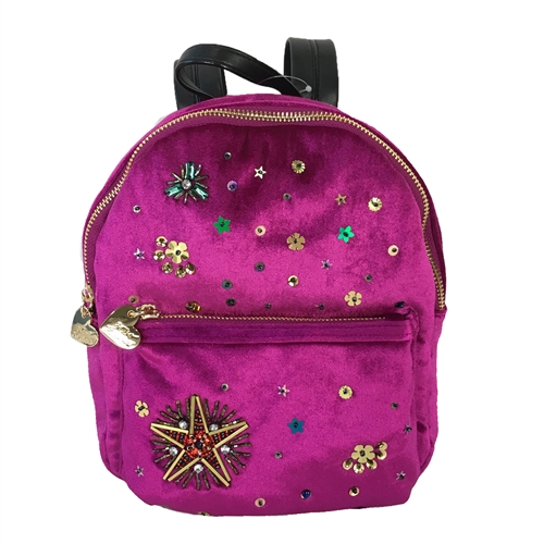 Betsey Johnson Lucky Star Beaded Velvet Mini Backpack