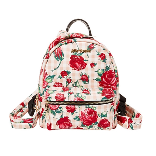 Betsey Johnson Gingham Style Rose Print Backpack