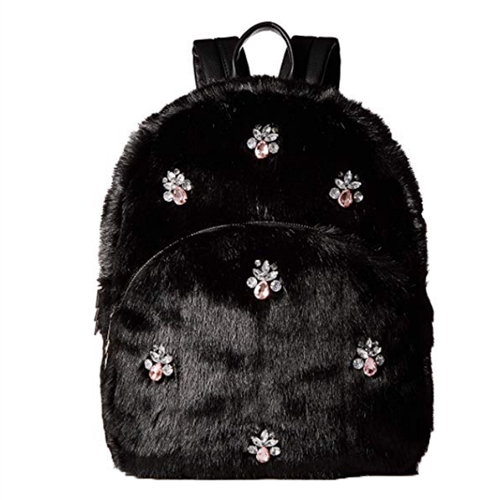 Betsey Johnson Faux Fur Bejeweled Backpack