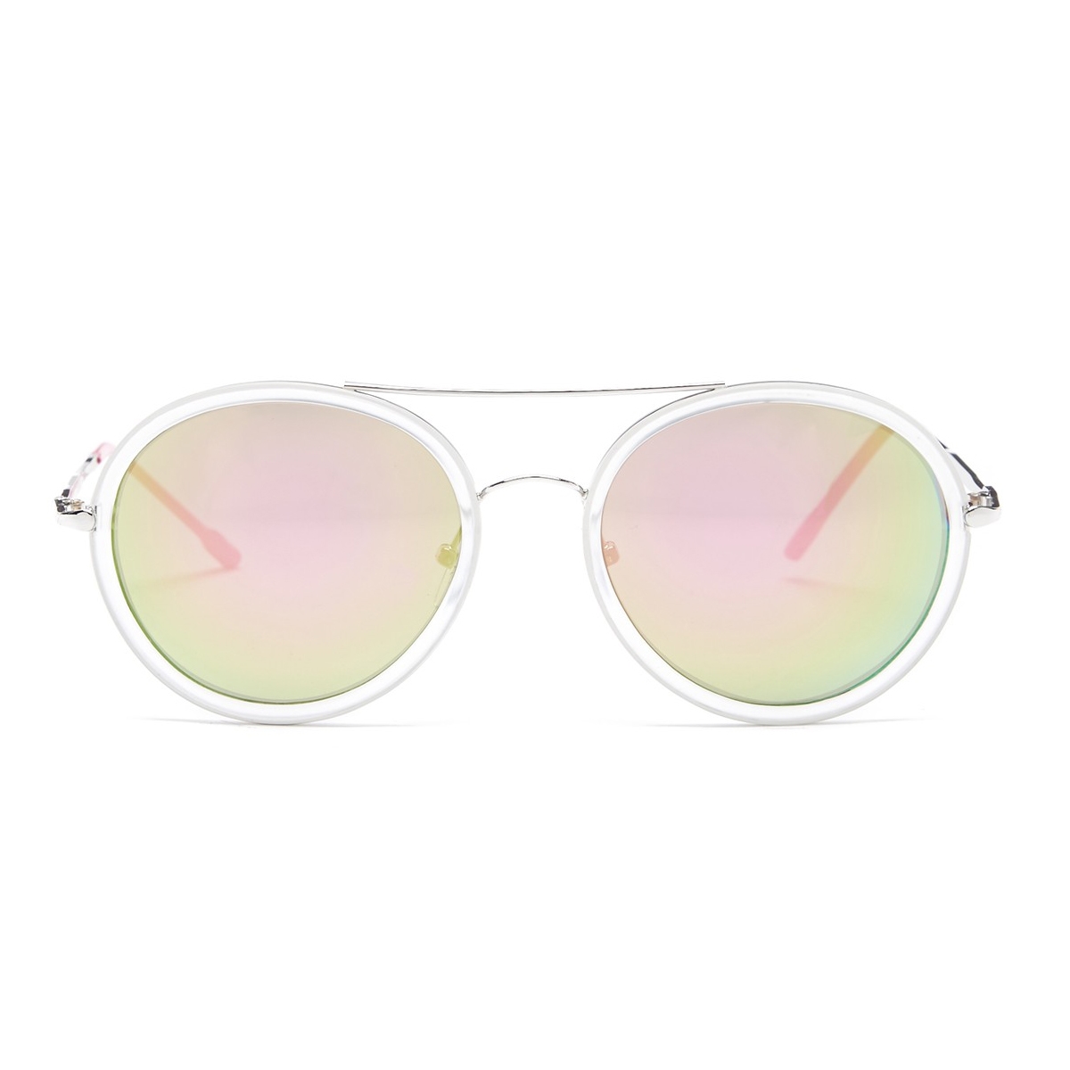 Betsey Johnson Top Bar Round Sunglasses, Clear/Pink display picture 3
