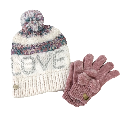 Betsey Johnson Love Beanie Hat & Glove Set