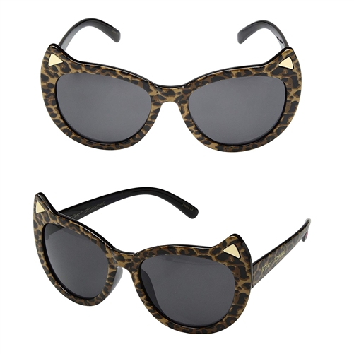Betsey Johnson Cats Ears Framed Sunglasses, Leopard