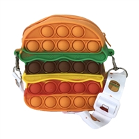Burger Time Hamburger Bubble Pop It Pouch Coin Purse Micro Crossbody