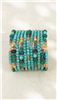 Nakamol Turquoise Multi Strand Czech Crystal and Stone Beaded Bracelet 11 Strand Boho Cuff