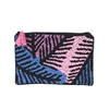 From St. Xavier Palm Print Beaded Mini Bag & Card Holder, Pink & Blue Beaded Purse, Small Women's Wallet