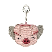 Mary Frances When Pigs Fly Beaded Coin Purse  FOB
