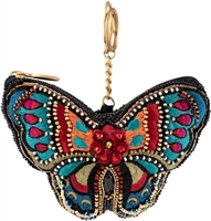 Mary Frances All A Flutter Butterfly Beaded Zip Coin Purse/FOB