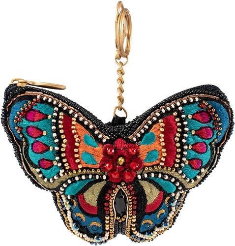 Mary Frances All A Flutter Butterfly Beaded Zip Coin Purse/FOB