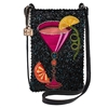Mary Frances Take A Sip Pink Cocktail Beaded Phone Crossbody,