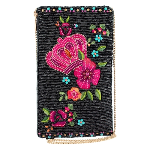 Mary Frances Crown Me Queen Royal Beaded Phone Crossbody