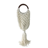 Magid Crochet Open Weave Tote Wood Ring Handle