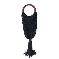 Magid Crochet Open Weave Tote Wood Ring Handle