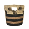 Magid Striped Woven Jute Cut Out Handle Tall Tote Bag