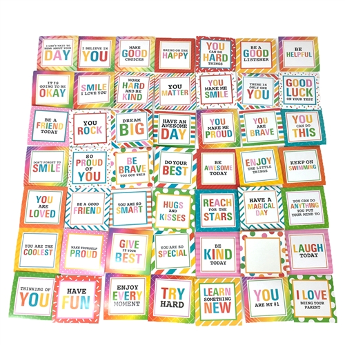 Dream Big Rainbow Inspiring Lunchbox Mini Notes for Kids with Back Fill in Message 50 Count