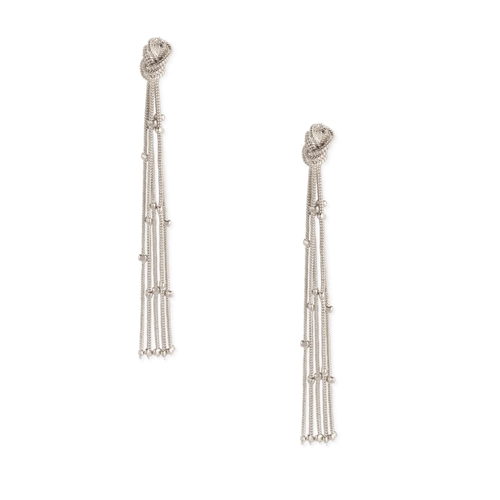 Zad Jewelry Lia Knotted Tassel Chain Drop Earrings