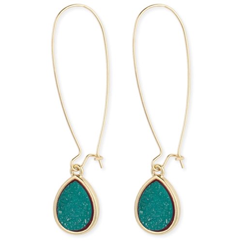 Zad Jewelry Teal Druzy Teardrop Drop Earrings