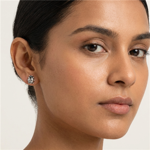 Zad Ladybug Stud Earrings for Women Silvertone Insect Jewelry Cute Small Post Earrings