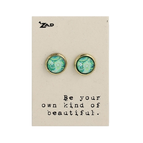 Zad Jewelry Paisley Print Round Stud Earrings