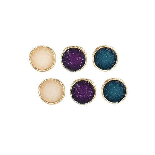 ZAD Jewelry Golden Round Drusy Stud Earrings