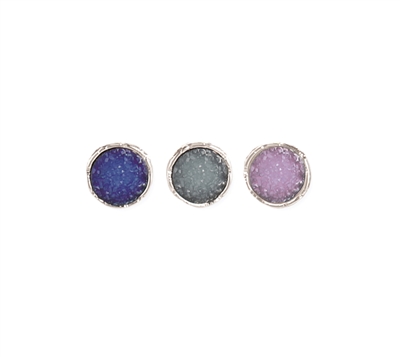 ZAD Jewelry Silver Round Druzy Stud Earrings