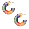 Zad Jewelry  Color Stripes String Art Hoop Earrings