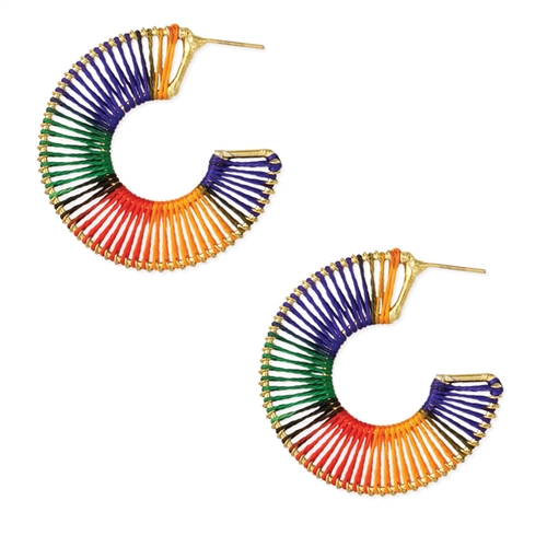Zad Jewelry  Color Stripes String Art Hoop Earrings