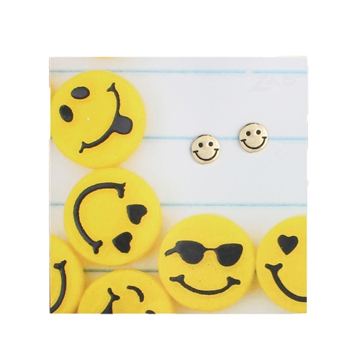 Zad Jewelry Happy Face Smile Icon Stud Earrings