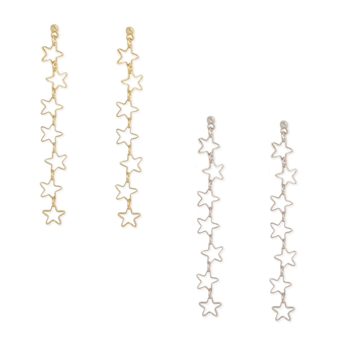 Zad Jewelry Open Stars Linear Drop Earrings