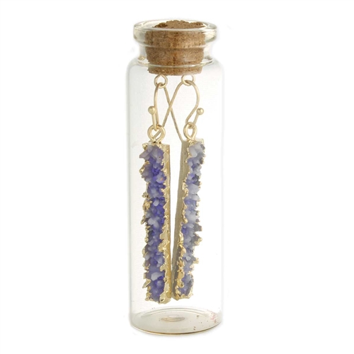 Zad Jewelry Bottled Treasure Terra Druzy Bar Drop Earrings