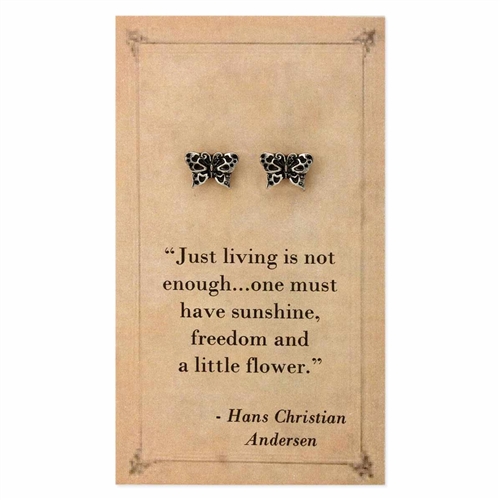 Zad Jewelry Literary Quotes Hans Christian Andersen Butterfly Mini Stud Earrings