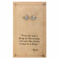 Zad Jewelry Literary Quotes Rumi Ocean Whale Mini Stud Earrings