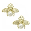 Zad Jewelry Pearly Pollen Bumble Bee Stud Earrings