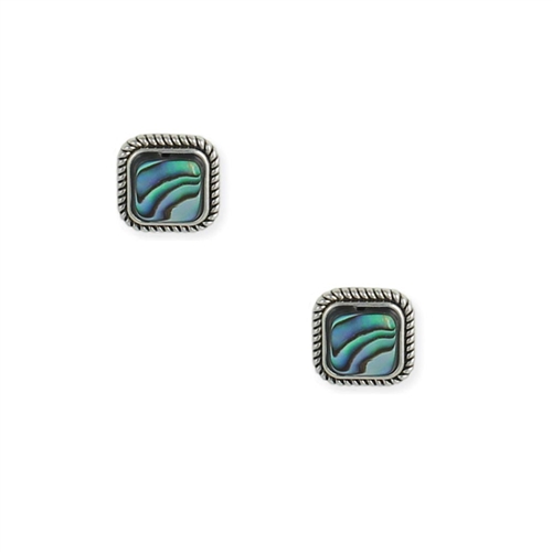 Paua Shell Square Stud Earrings Blue