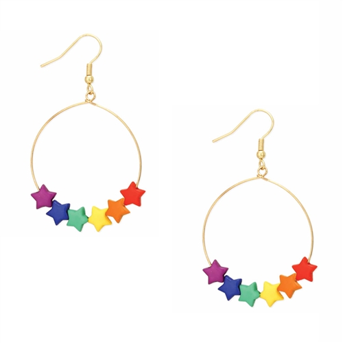 Zad Jewelry Rainbow Brights Star Wire Drop Earrings