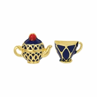 Zad Jewelry Spot of Tea Kettle & Cup Mismatch Stud Earrings