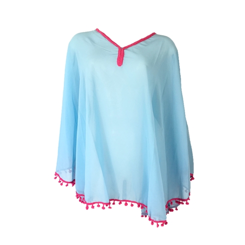 Pom Pom Poncho Tunic Swim Cover Up