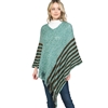Striped Fringe Hem Knit Poncho Sweater