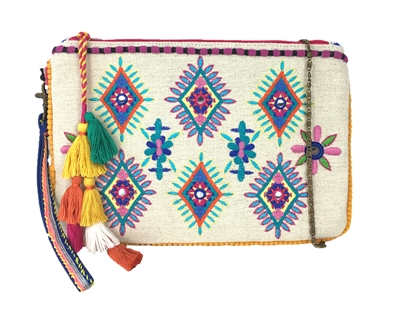 Steven By Steve Madden Elli Colorful Embroidered 3 Way Clutch, Pink Multi