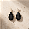 Amrita Singh Hamptons gold tone drop earrings with crystal embellished starfish tops and large faceted black resin teardrop pendants.