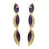 Amrita Singh Camella Shell Linear Drop Earrings, Long Violet Dangle Earrings for Women, Unique Beachy Bohemian Style Jewelry