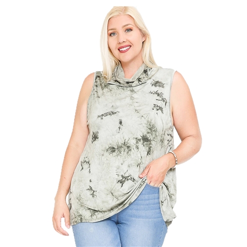 Tie Dye Convertible Cowl Neck Face Covering Tank Top