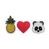 Zad Pineapple, Heart, Panda Set of 3 Mini Stick On Patch Appliques