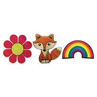 Flower, Fox & Rainbow Set of 3 Mini Stick On Patch